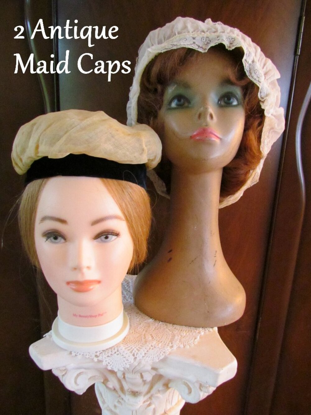MAID CAPS for COSTUMES; 1 ANTIQUE, 1 VINTAGE for HARDWORKING SERVANTS in PLAYS